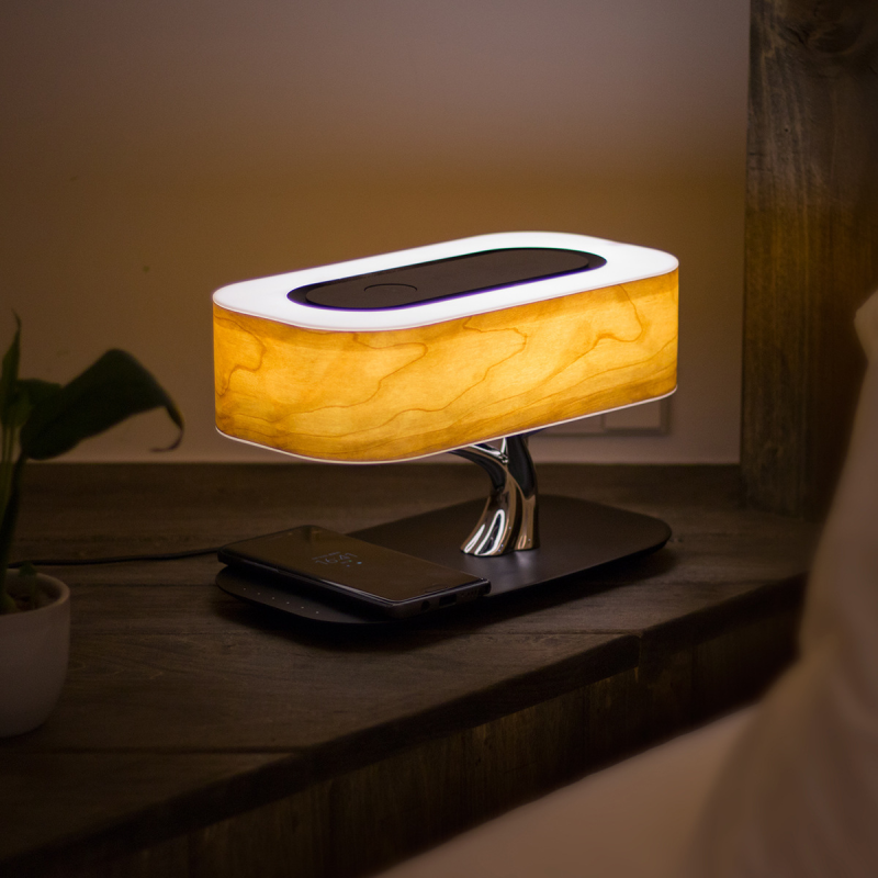 Multifunctional Lamp— LED Light, Wireless Charger, and Bluetooth Audio
