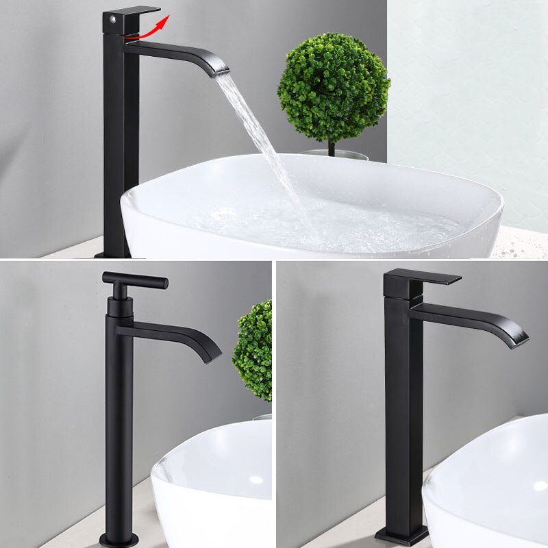 Robinet de chiuvetă ridicat – Finisaj elegant negru mat