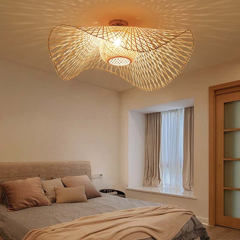 Lampa Suspendată din Ratan Stil Japonez – Natură și Serenitate 