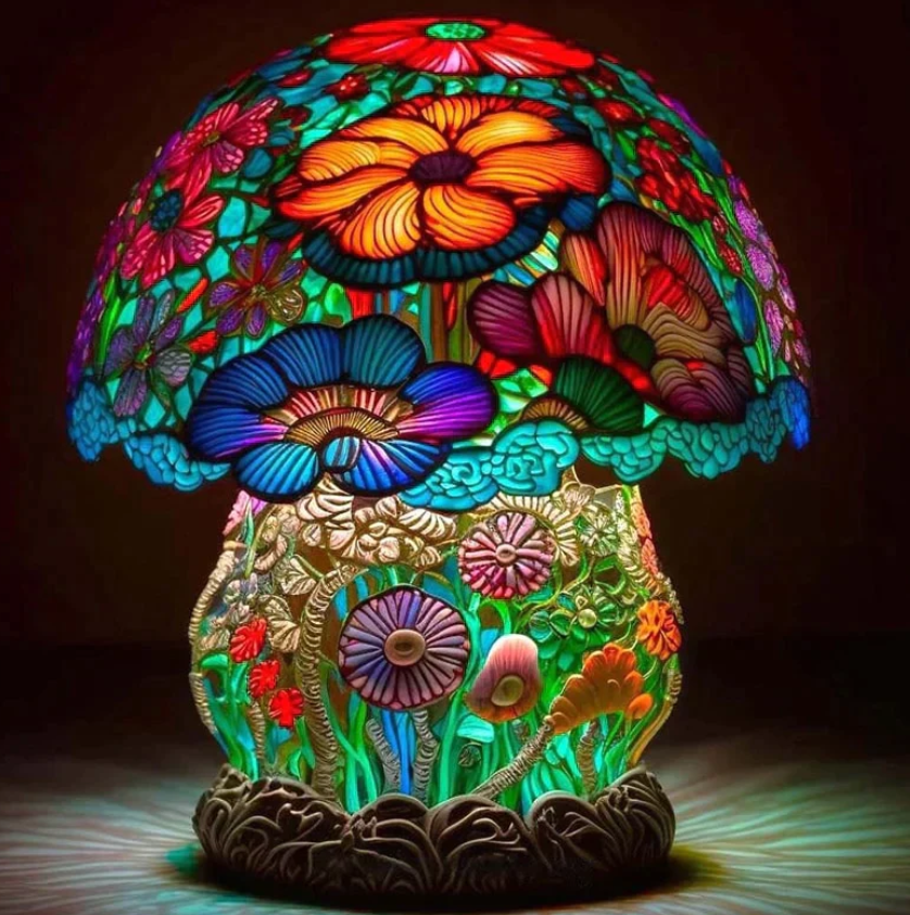 Uklidňující vitrážová lampa – jemné světlo a teplá atmosféra 