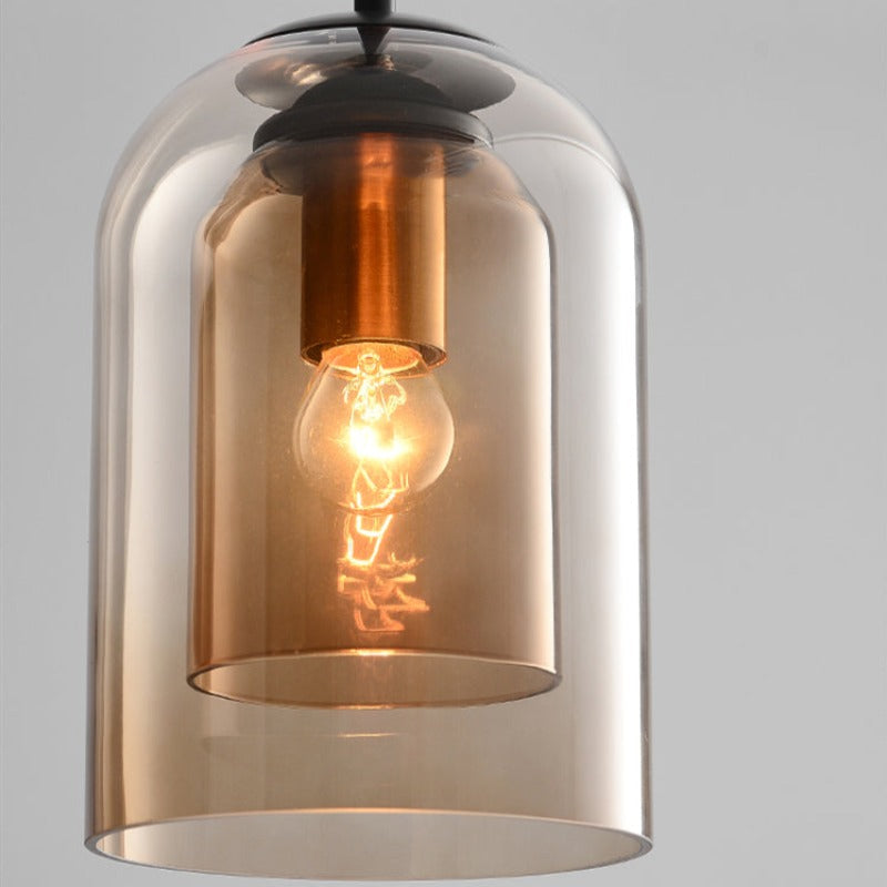 Vintage Glass Pendant Lamp - Double Metallic Finish