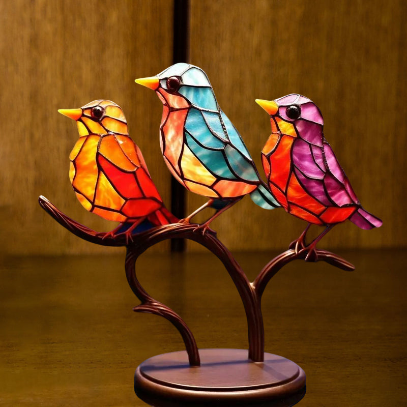 Dekoratívny ornament – vtáky posadené na konári 