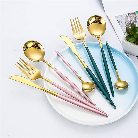 Conjunto de Cubiertos 24 Piezas – Acabado Chic Para Mesa Refinada 