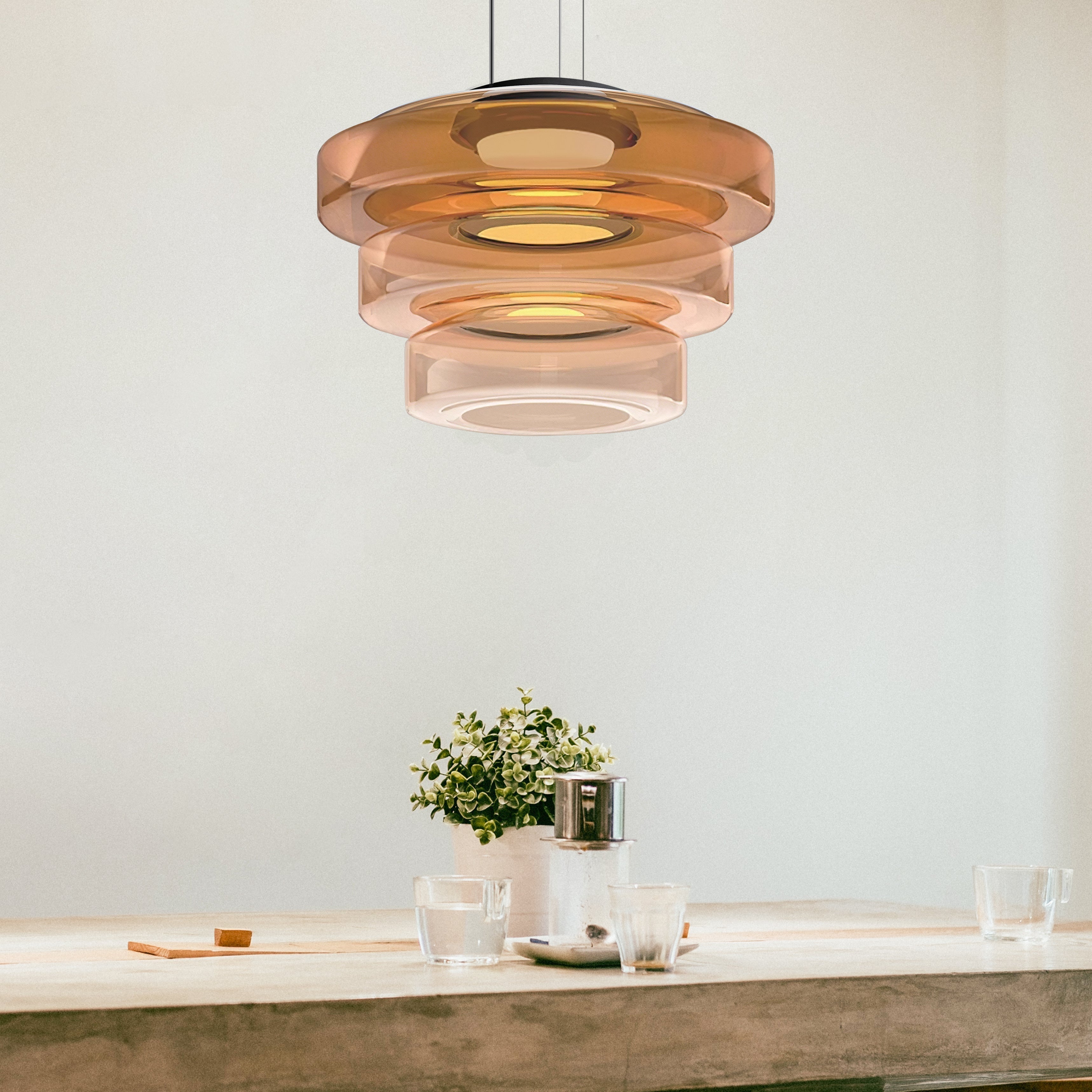 Candeeiro suspenso de vidro estilo Bauhaus - Elegância e modernidade