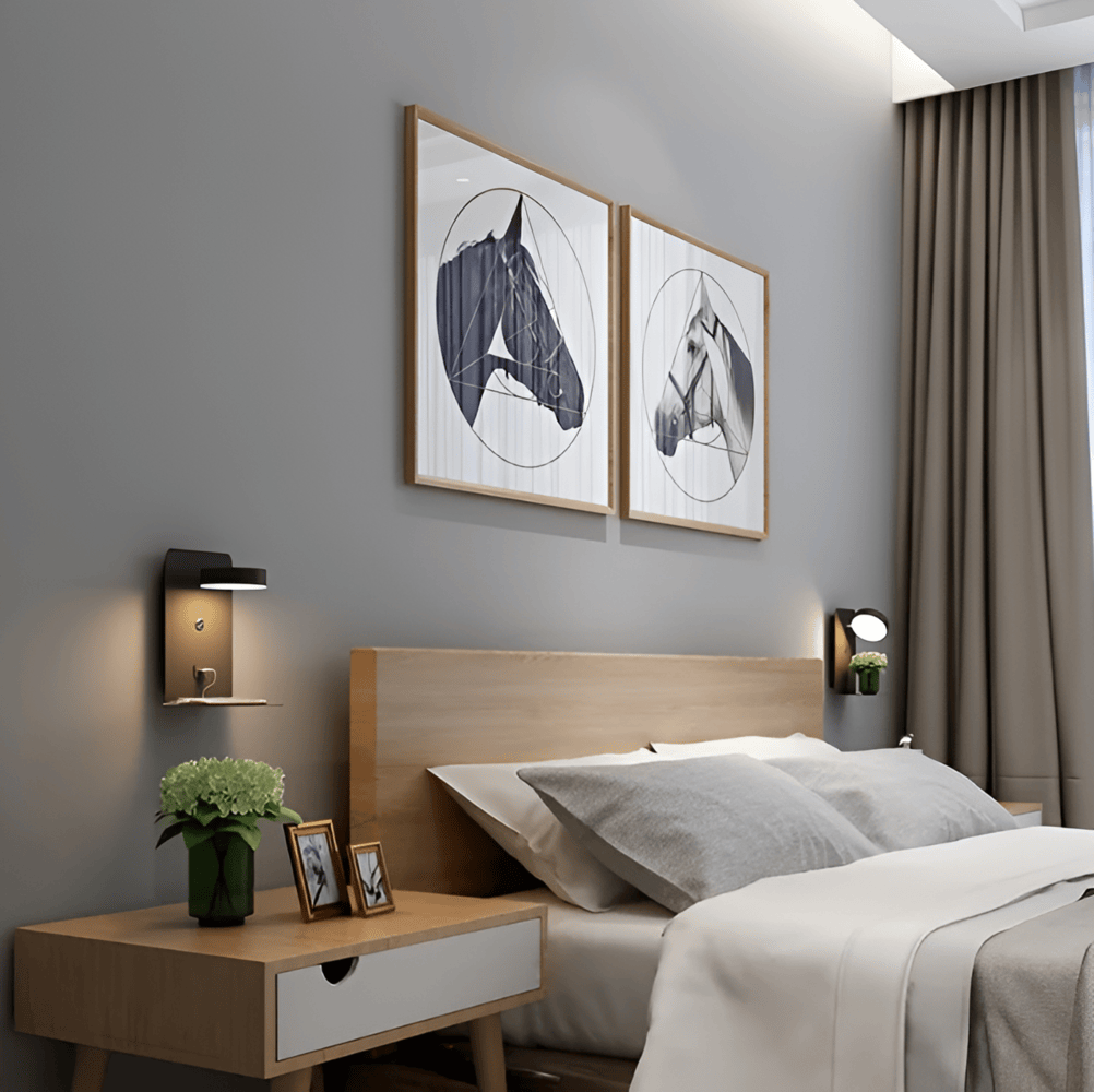 Lampa ścienna LED z półką i portem USB - nowoczesny design i funkcja 2 w 1