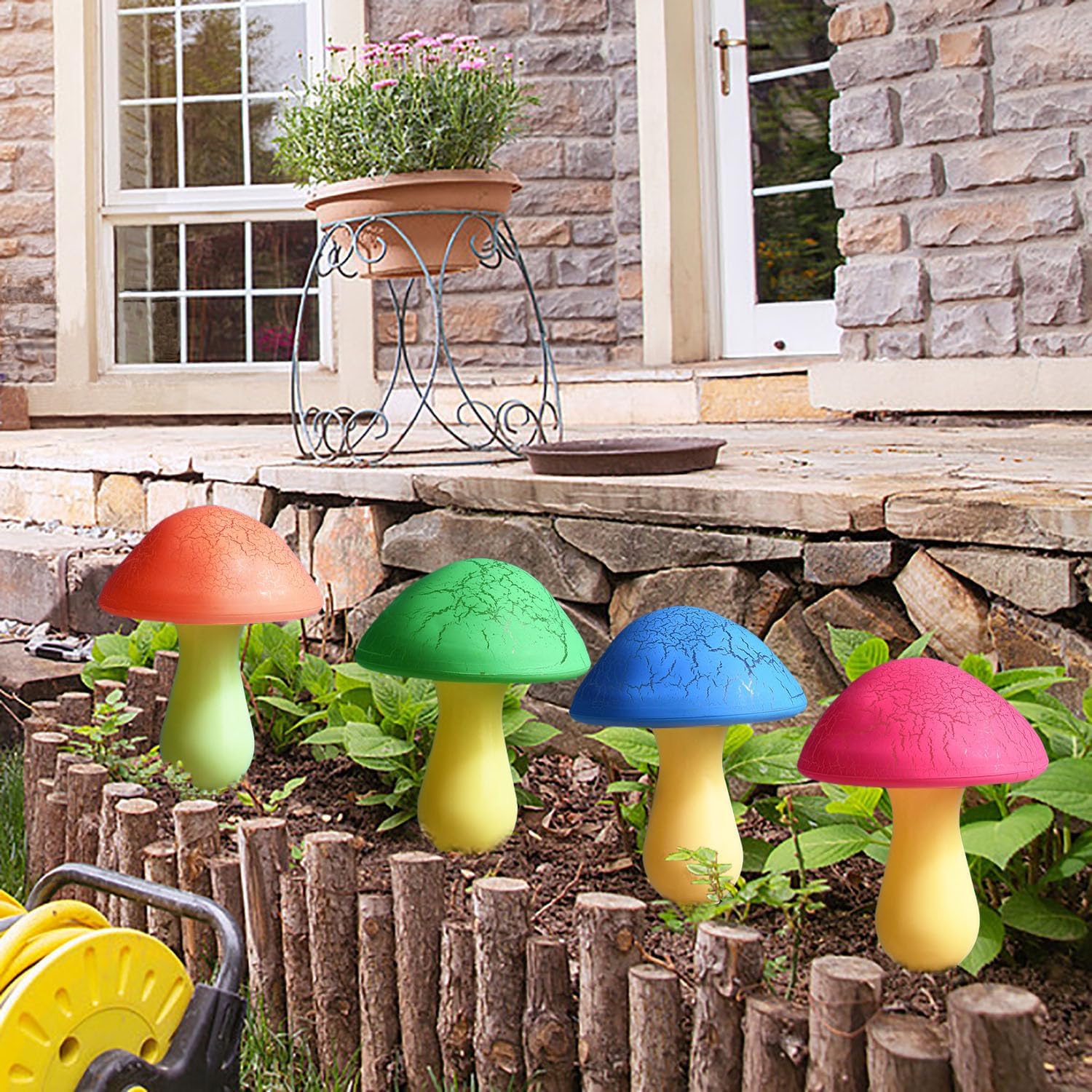 Kit di luci solari da giardino — funghi luminosi decorativi 