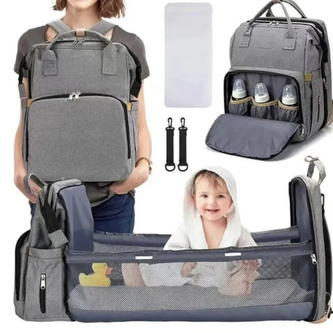 Mochila de viagem para bebés - cama dobrável e arrumação integrada