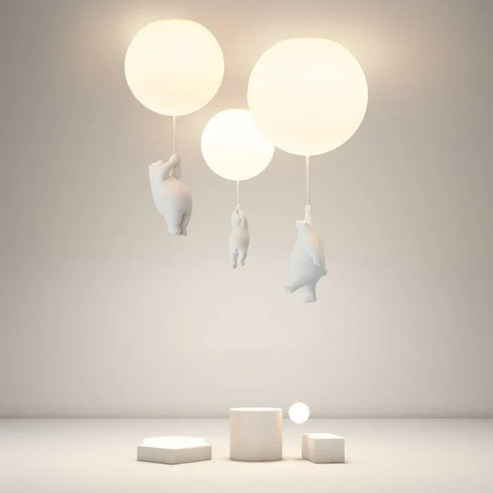 Lámpara de Techo Infantil — Ositos Suspendidos de Globos Luminosos 