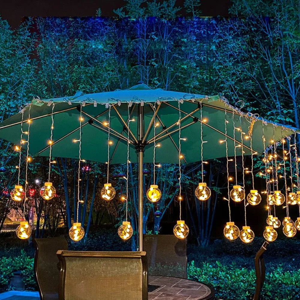 Curtain Of Suspended Light Balls — Warm And Magical Atmosphere 