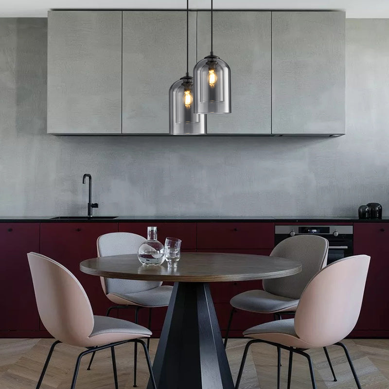 Vintage Glass Pendant Lamp - Double Metallic Finish
